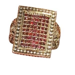 Samuel B Retired Sterling Silver 925 Garnet Ornate Design Ring